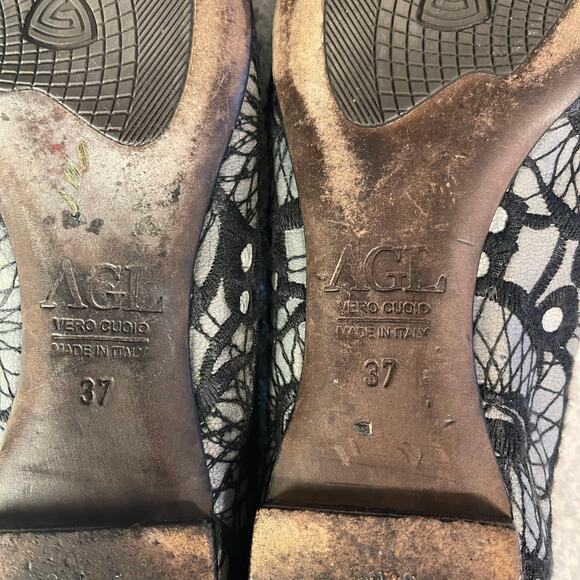 AGL Embroidered Leather Ballet Flats Rhinestone Buckle Size 7 - Picture 8 of 10